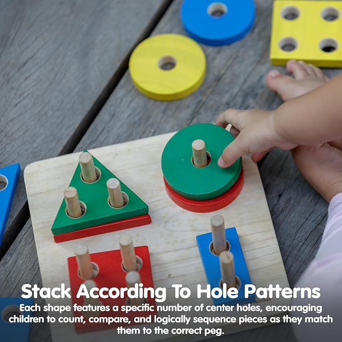 PlanToys® Wooden Shape Sorter Toy for Toddlers | Montessori Educational Learning Toy for Color & Shape Recognition | Eco-Friendly Fine Motor Skills Toy for Preschool Math & STEM Development