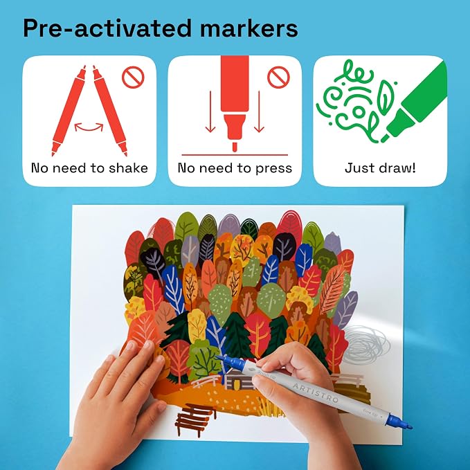 ARTISTRO 36 Acrylic Paint Markers - Paint Pens for Glass Marking, Rock Painting, Ceramic, Wood, Fabric, DIY, Craft, Canvas - Art and Craft Supplies for Adults, Teens, Kids (Brush + Fine Tips)