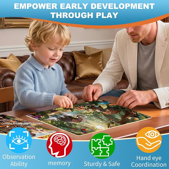100 Pieces Puzzles for Kids Ages 4-8, Elephant Educational Kids 100 Piece Puzzle, Children Jigsaw Puzzles Kids Puzzles, Educational Learning Puzzle Toys for Girls and Boys