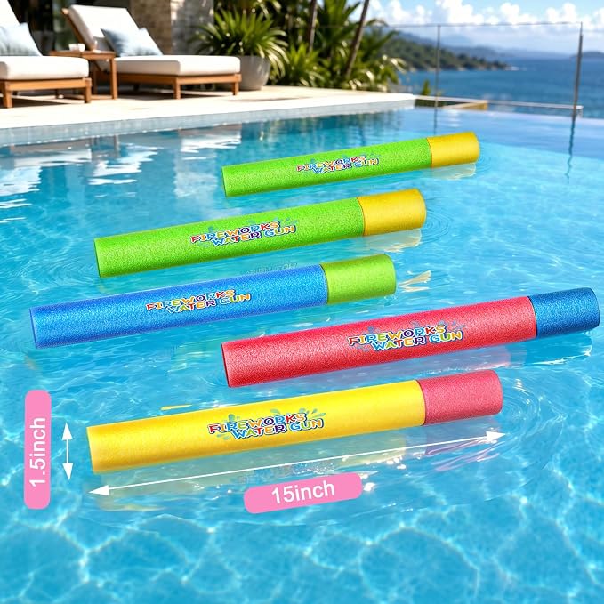 8Packs Creativity Foam Fireworks Water Gun, Sprays Water Like Fireworks, Squirt Guns for Kids, Bulk Samll Water Blaster Summer Pool, Backyard, Beach, Birthday School Party Outdoor Game Toys