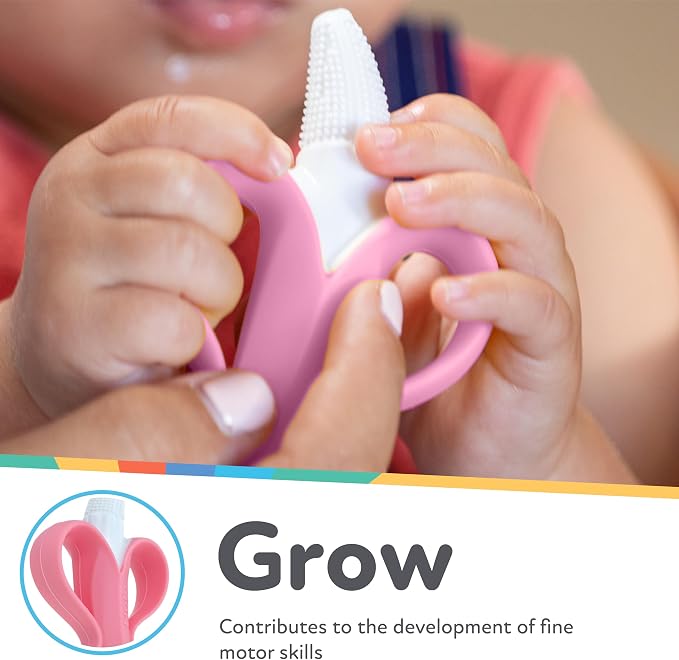Nuby NanaNubs Banana Massaging Toothbrush - Baby Teething Toy - 3+ Months - Pink