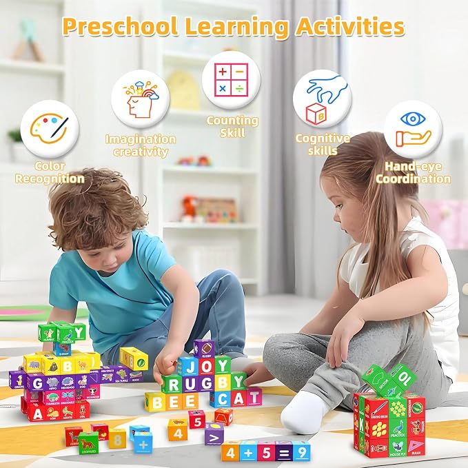Magnetic Blocks for Toddlers 1-3, 1.4 inch Large Building Blocks Number ABC Learning Toys for 1 2 3 4 5+ Year Old Boys Girls Educational Montessori Toys for Preschool Activities 36PCS STEM Magnet Cube