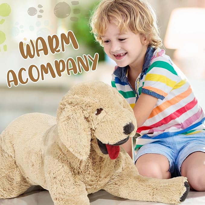 Geosar 39.4" Dog Stuffed Animals Plush, Soft Cuddly Golden Retriever Plush Toys, Large Stuffed Dog Hugging Pillow Gifts for Valentines Kids Girls Boys Birthday