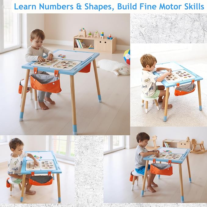 Wooden Inserts for Sensory Table – Color Sorter & Shapes Board (Set B of 2) – Montessori Fine Motor Skills Toys, Non-Toxic Pine Wood, Fits Small TROFAST Bins