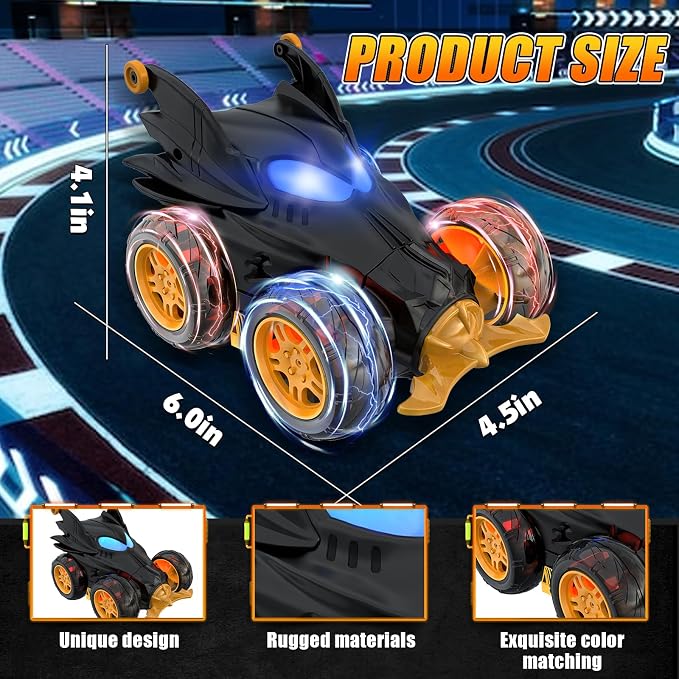 Remote Control Car for Boys - 360° Rotates and Flips 4WD Remote RC Stunt Cars for Kids, 2.4GHz RC Car with LED Lights, Easter Birthday Gift for Boy 3 4 5 6 7 8 9 13 Year Old