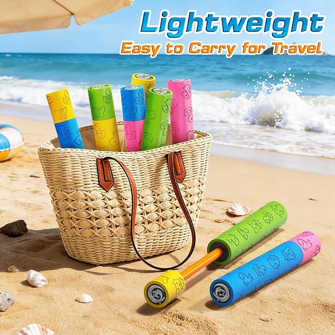 8 Pack Water Squirt Toys for Kids - Pool Beach Outdoor Toys for Party Swimming Games, Water Guns Foam Squirt Blasters Set Water Game for Kids, Birthday Gifts for Kids Boys Girls Aged 3 4 5 6 7 8