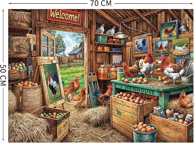 Chicken Coop Puzzles for Adults 1000 Piece, Jigsaw Puzzles for Adults, Adult Challenging Game Toys, Impossible Puzzle, Family Decoration Puzzle, Gifts for Father's Day