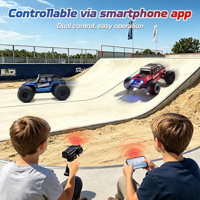 Gohero Remote Control Monster Truck – 32KM/H Fast RC Car for Adults & Kids, 1/18 Scale Off-Road Truck with Dual Shells & Lights, App/2.4GHz Control, 2 Batteries 60Min Playtime, Gift for Boys 8-12