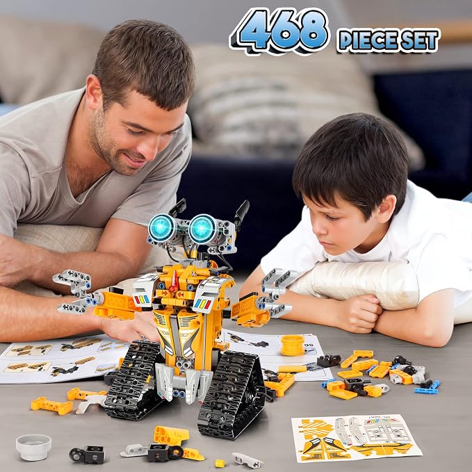 Sillbird Robot Building Kit with Remote Control STEM Gifts for Boys Age 8-13, Coding Buildable Robotic Toys for Kids Birthday with 468 Pieces