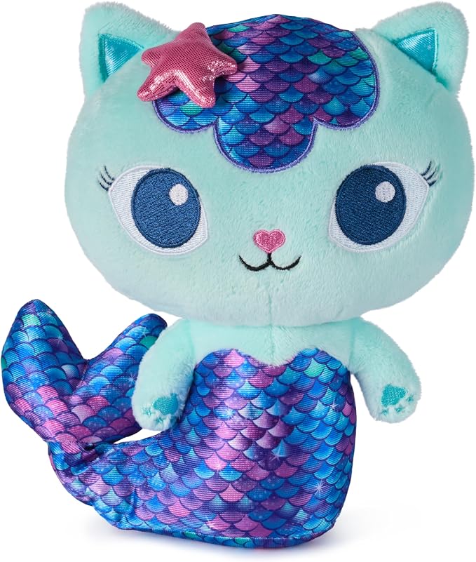 Gabby’s Dollhouse, Fin-Tastic Mercat, Premium Plush Toy, 10-Inch Tall Stuffed Animal with Moving Mermaid Tail, Kids Toys for Girls & Boys Ages 3+