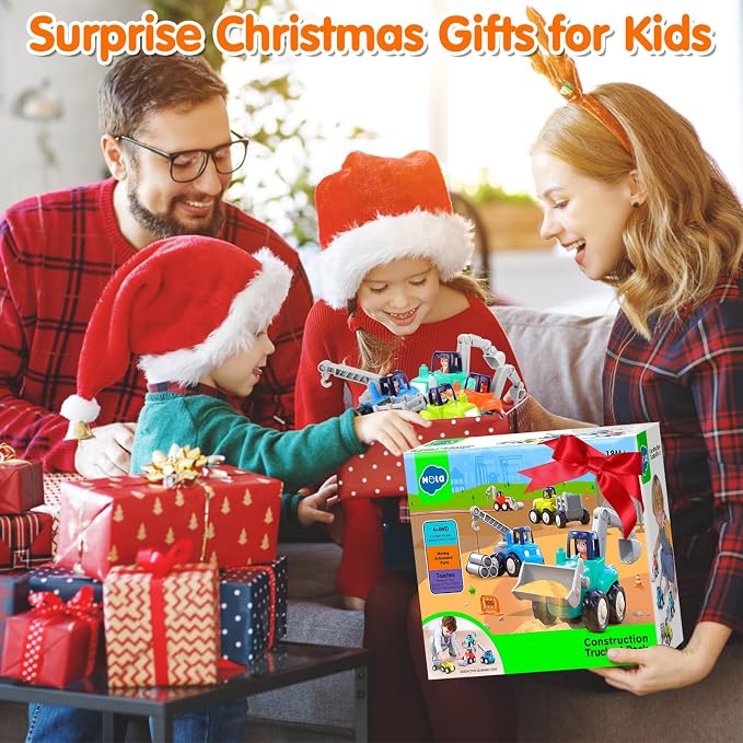 ORWINE Inertia Trucks Toy Cars, Early Educational Baby Boy Toys 18 Months, Push and Go Cars Gifts for Boys & Grils, 4PCS Construction Vehicles for Toddler Outdoor & Indoor