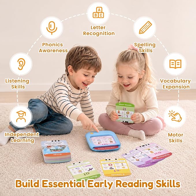 JoyCat Kids Learning Tablet, Phonics Learning Pad with 156 Pages Talking Flash Cards, 5 Level Progress Phonics Educational Toy, Learn to Read, Birthday Gift for Boys Girls Ages 3-8