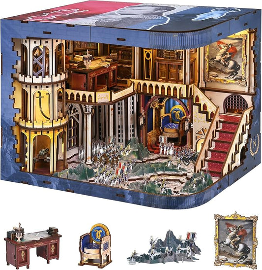 MiniCity Magic Booknook Building Set with LED Light, Mini Bookend Building Kit for Bookshelf & Home Decor, DIY Miniature Book Nook Building Model for Kids Adults Teens (Napoléon)