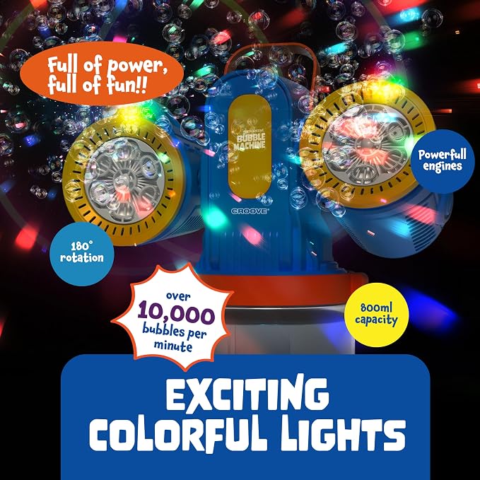 Rechargeable Bubble Machine for Kids, 180° Rotation 12,000+ Big Bubbles Per Minute, Boy Birthday Gift, Outdoor Toys Games & Activities, Gifts for Toddlers, Boys & Girls Age 3,4,5,6,8+ Year Old