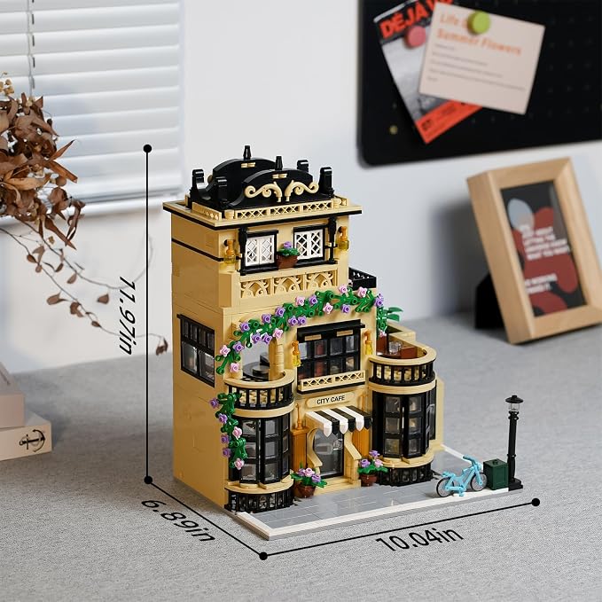 Flowers City Coffee Shop Building Set for Adutls,Architecture Building House Kit for Boys and Girls 8-14 Years 1443 pcs