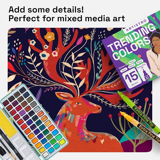 ARTISTRO 15 Acrylic Paint Markers - Paint Pens for Glass Marking, Rock Painting, Ceramic, Wood, Fabric, DIY, Craft, Canvas - Art and Craft Supplies for Adults, Teens, Kids (Extra Fine Tips)
