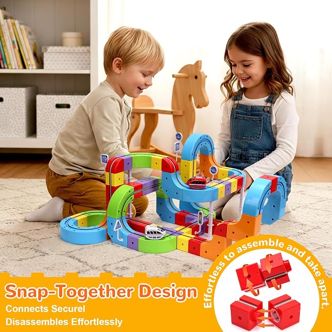 2026 New Infinity Racer 3D Train, 3D Stem Electric Train Set for Kids, DIY Assembled Track Vehicle, Create Lab Gravity Tracks, Educational Gift (Advanced Edition)