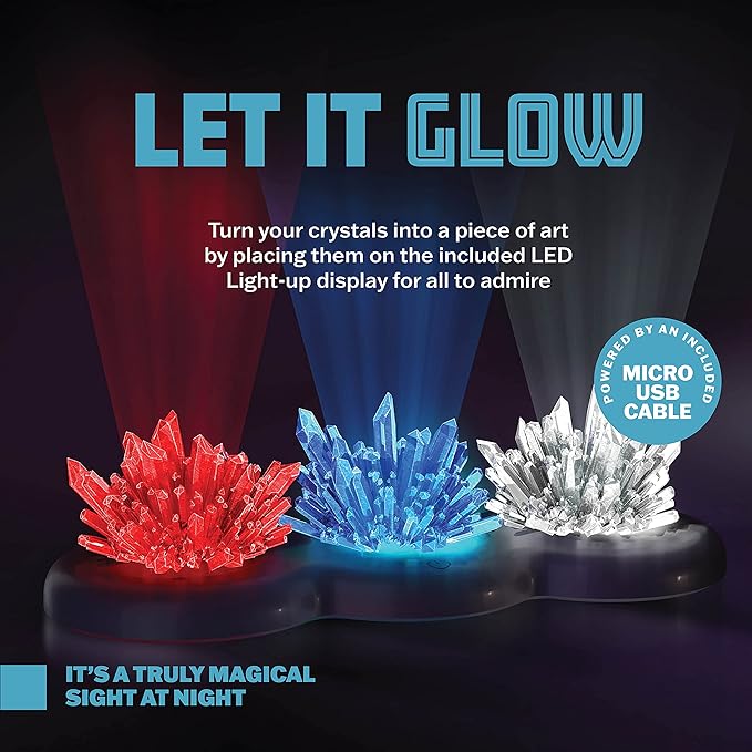 Light-up Crystal Growing Kit for Kids - Science Kits for Kids Age 8-12 - 6 7 8 9 10 Year Old Boy Birthday Gifts - Gifts for Girls - STEM Toys for 7 Year Old Boys, Experiment Crafts for Age 10-12 Years