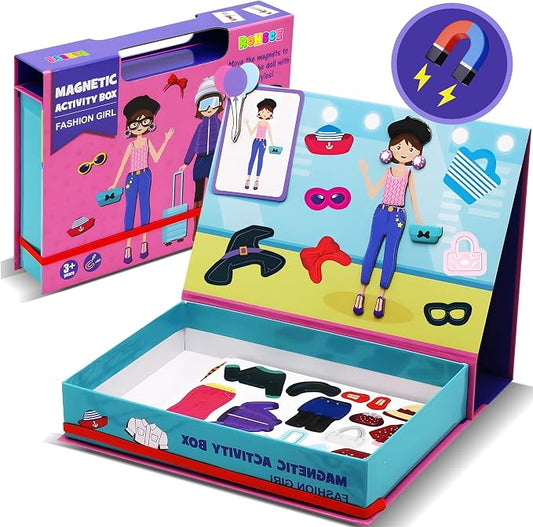Magnetic Paper Dolls for Girls ages 4-7 - 71 PC Fashion Girl Magnetic Dress Up Dolls Kits & Preschool Toddler Learning Activities, Travel-Friendly STEM Toy, Fun Fridge Magnets for Toddlers 3-12