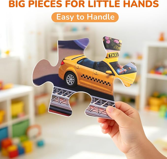 BenBen Floor Puzzles for Kids Ages 4–6, 48 Piece 2 x 3 Feet Transportation Jigsaw Puzzle, Large Vehicle-Themed Floor Puzzle with Big Pieces, Educational Toy Gift for Boys & Girls