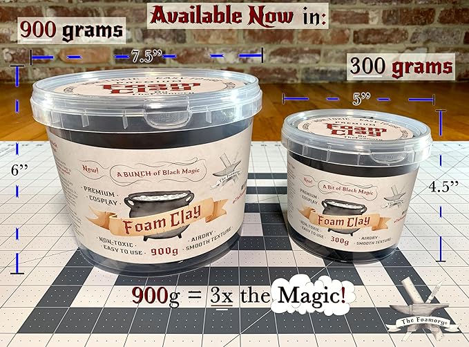 The Foamory Moldable Cosplay Foam Clay (900g Black) High Density Air Dry Clay, EVA Foam Sands Paints Easily, Non-Toxic Safe and Safe for Crafts