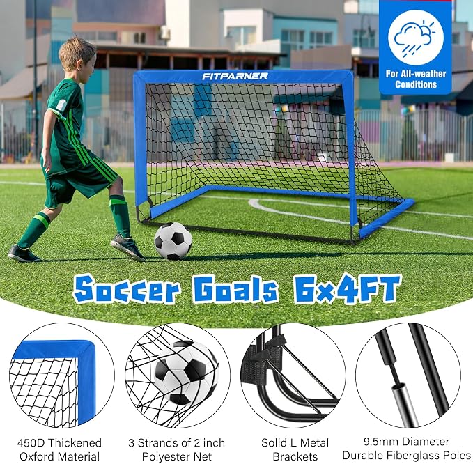 Soccer Goal,Backyard Soccer Goals for Kids 2 Pack,4x3/6x4 FT Portable Toddler Soccer Nets with Target,Ball & Cones,Soccer Training Equipment for Kids Youth Outdoor Games,Sports,Play