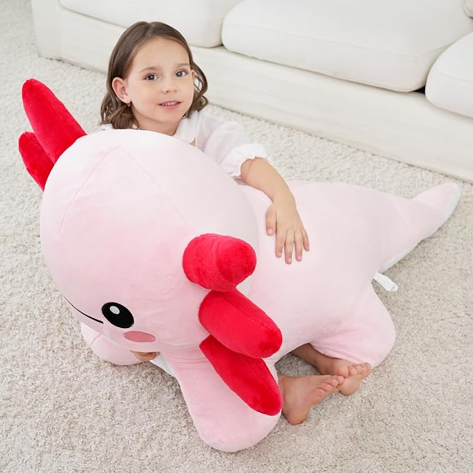 Giant Axolotl Stuffed Animal, Big Axolotl Plush, Large Plush Toy for Girl Boy, Birthday Valentine's Gifts for Girlfriend, Kids, Toddler, Age 3-8, Pink