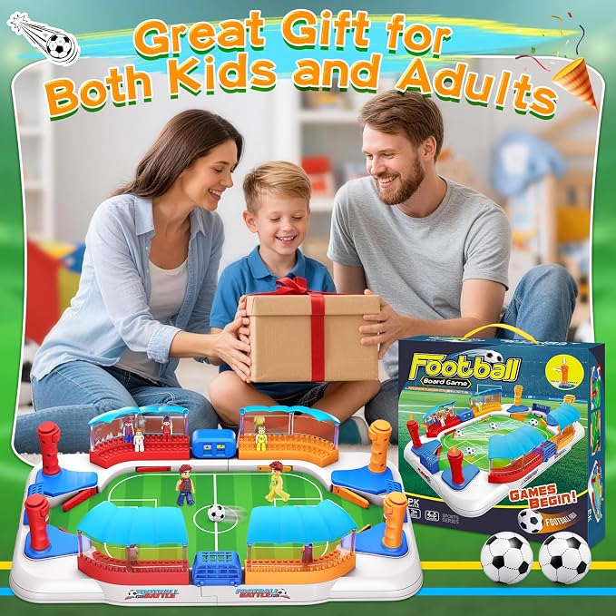 Mini Foosball Table Game Soccer Toys for Kids Ages 3 4 5 6 7 8-12 – Portable Soccer Board Game, Interactive Tabletop Sports Toy, for Boys Girls for Indoor Family Party, Playroom