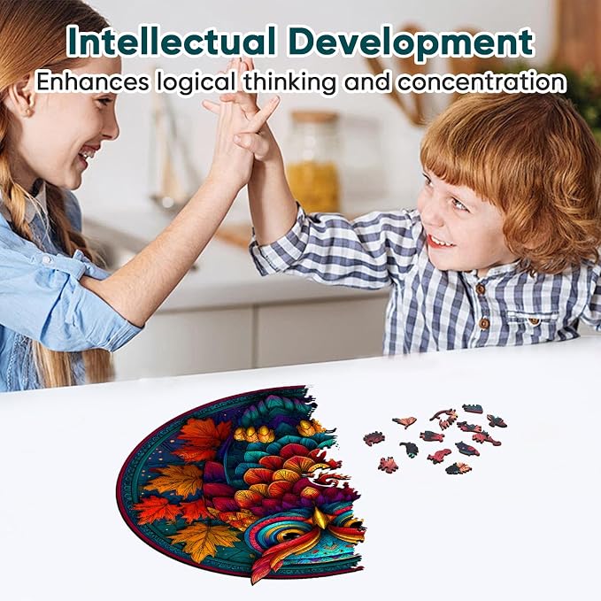 Mocfesk Wooden Puzzles for Adults, Colorful Owl Puzzles 200 Pieces, Unique Shaped Jigsaw Puzzles for Adults and Kids, Birthday Gifts Fun Challenge Family Game 11.2'' x 11.2''