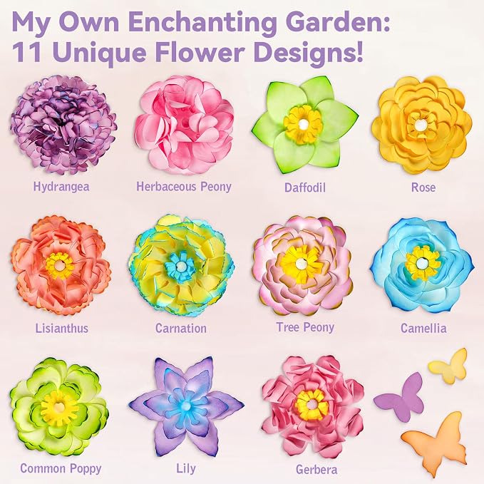 Mimiblooms Paper Flowers Science Kit for Girls, Magic Flower Paper Color Science Dyeing Kit, Arts&Crafts for Kids Age 8-12, Science Experiments Color Changing for Girls 6 7 9 10 11 yr Mother's DayGift