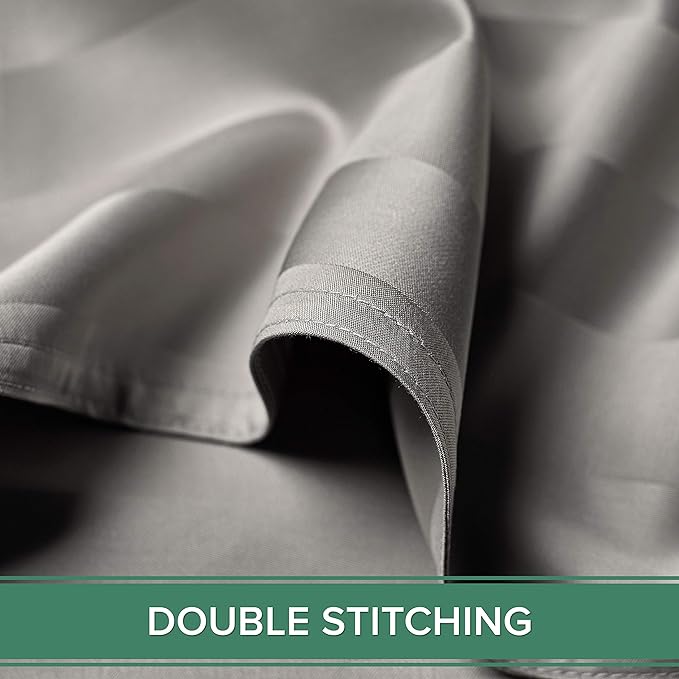 Pure Bamboo Queen Sheets, Genuine 100% Organic Viscose Derived from Bamboo Bed Sheet Set, Luxuriously Soft & Cooling, Double Stitching, 2 Year Quality Promise (Queen, Jacquard Silver)