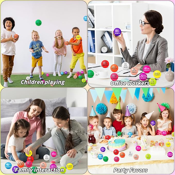 60 Pieces Motivational Stress Balls 2.5 Inch Inspirational Stress Relief Ball Bulk Hand Exercise Balls Encouraging Colorful Foam Balls Anxiety Small Balls with Quotes for Kids Adults Teens, 12 Styles