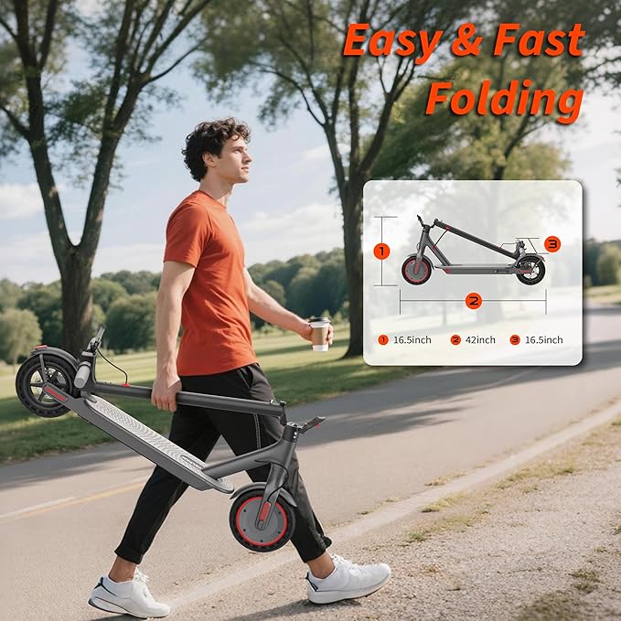 VOLPAM Electric Scooter, 350W/500W/800W/1000W/250W Powerful Motor & 19/22/ 9 MPH Top Speed, 16-28-10 Miles Long Range, Folding E Scooter Choice