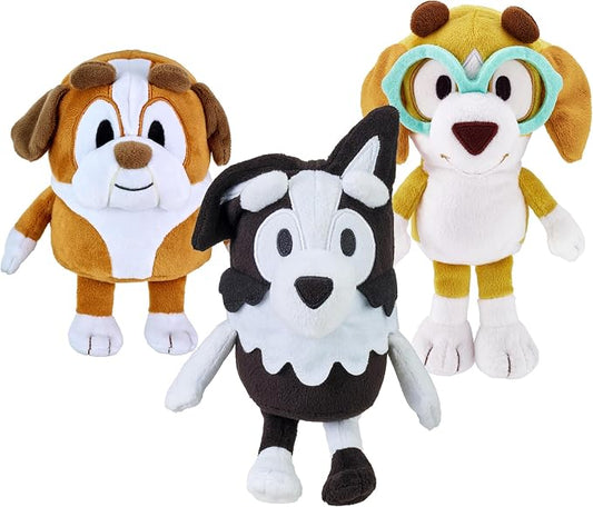 Bluey Friends 3 Pack Plush, 6.5-7.5"/ 16-23 cm Tall Plush Toys (Winton, Honey, and Mackenzie)