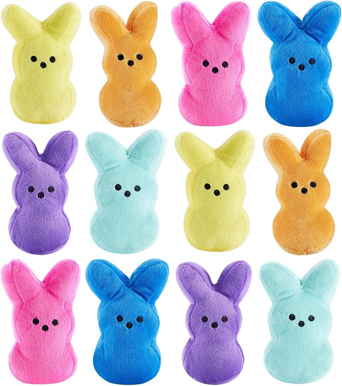 12PCS Easter Bunny Stuffed Plush,Easter Basket Stuffers Toys for Kids,Easter Bunny Bulk Stuffies Animals Plushie,Easter Egg Fillers,Easter Gifts for Kids Boys Girls Toddler