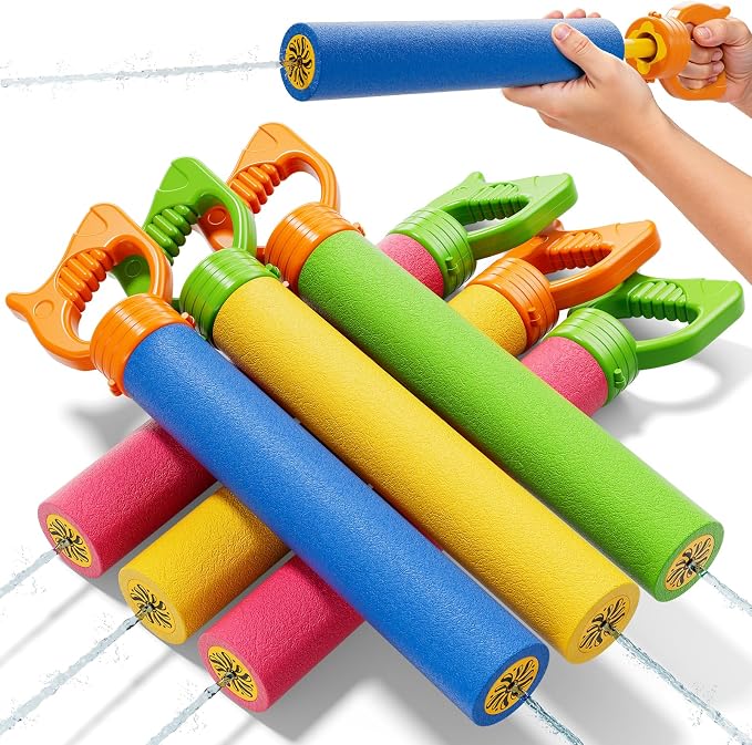 6PCS Toddlers Water Blaster Toys Set for 3 4 5 6 7 Years Old Boys, Assorted Colors Foam Water Guns for Summer Pool Beach Party, Toys Birthday Gifts Outdoor Water Cannon Shooter Toys for Kids 3+