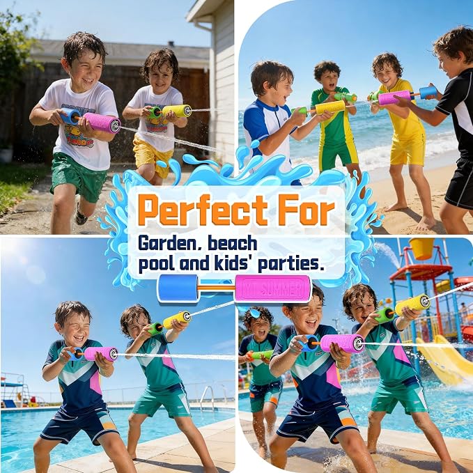 Water Guns for Kids Adults Toddler, High-Capacity Foam Squirt Gun Toy, Summer Fun Water Toys for Pool Outdoor Beach Games, Water Blaster for Ages 4-8 8-12 Boys Backyard Party Play (6.3" 6PCS)