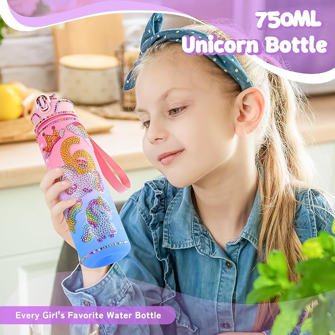 Unicorn Gifts for Girls, Christmas Birthday Gifts for Girls Age 6 Years Old Girl Birthday Gift Ideas Light Up Star Pillow and DIY Water Bottle Kits, Unicorn Toys for Daughter, Niece