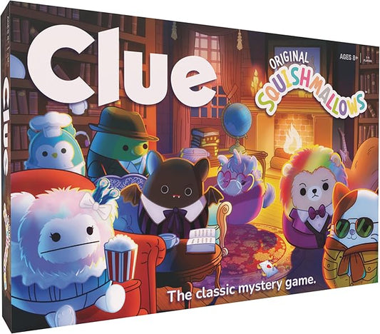 USAOPOLY CLUE: Squishmallows Board Game| Official Squishmallows Merchandise | Collectible Clue Game Featuring Cam, Emily, Leonard, Lola and More