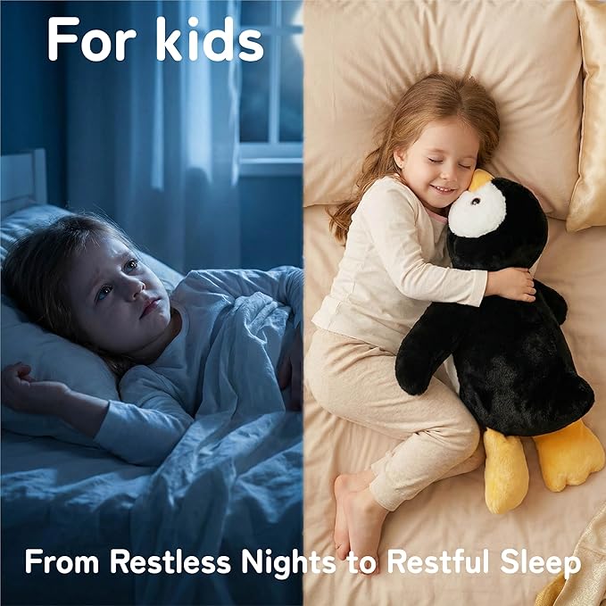 Niuniu Daddy Penguin Weighted Stuffed Animals for Kids & Adults, 25" | 5lb Large Weighted Plushies Pillow for Sleeping and Calming, Cute Lying Plush Toy Huggable Gift for Everyday Comfort