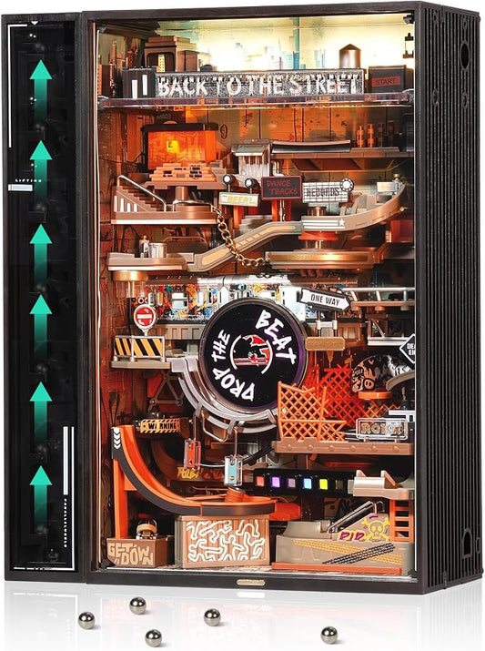 ROKR Marble Run Mechanical 3D Puzzles for Adults& Teens, DIY Miniature Model Building Kit, Parallel World Hip-Hop Street MR03S