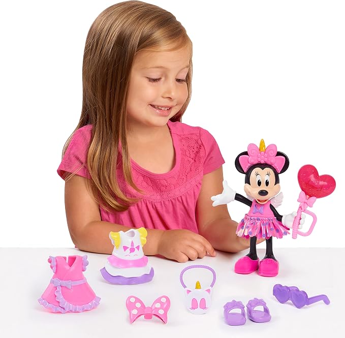 Disney Junior Minnie Mouse Fabulous Fashion Doll Unicorn Fantasy, 14-pieces, Pretend Play, Kids Toys for Ages 3 Up by Just Play