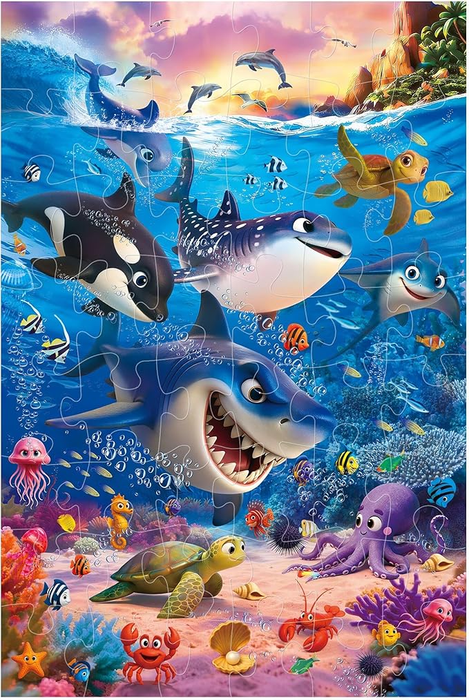 BenBen Floor Puzzles for Kids, 48 Piece 2 x 3 feet Underwater Ocean Puzzles for Kids Ages 4-6, Large Jigsaw Puzzles for Toddlers, Birthday Gift for Girls Boys