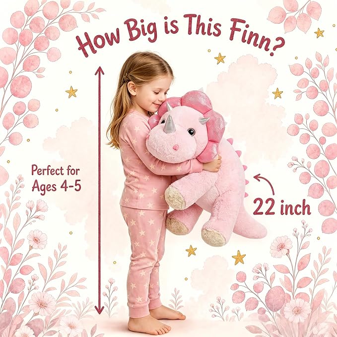 gnomantic Dinosaur Weighted Stuffed Animals, Plush Pillow for Kids | 22 Inch, 4.5lbs