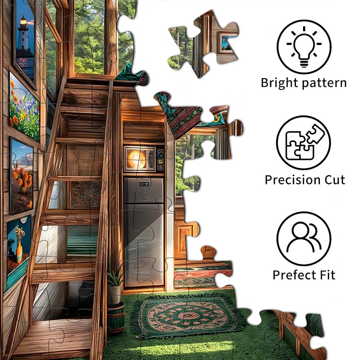Forest House Puzzles for Adults 1000 Pieces, Letters on Back, Hard Difficult Challenging, Precise Interlocking Pieces, Gifts for Father's Day