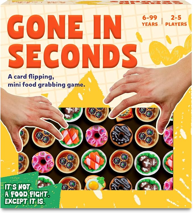 Gone in Seconds - Fast-Paced Mini Food Game for Kids, Teens & Adults, Quick Reflex Family & Party Board Game, Hilarious Food Grab Challenge, Replayable Fun, Gift for Ages 6, 7, 8 & Up, 2–5 Players