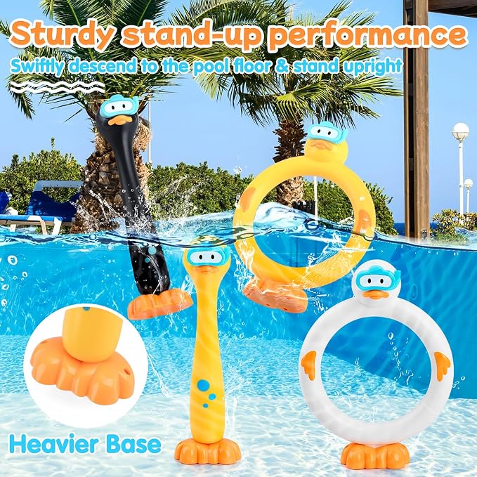 WeeHomm Pool Diving Toys for Kids, 6 PCS Swimming Pool Diving Rings, Summer Sticks Toys for Kids Ages 4-8 8-12, Fun Underwater Grow Training for Boys Girls