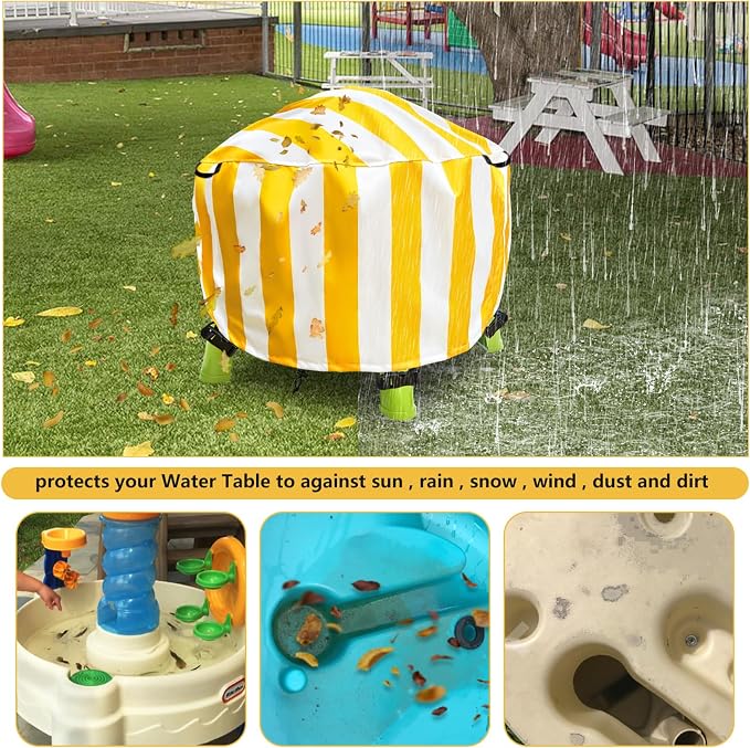 Water Table Cover Spiralin' Seas Waterpark Play Outdoor Sand Water Table Cover 34X34X18 inch-Yellow