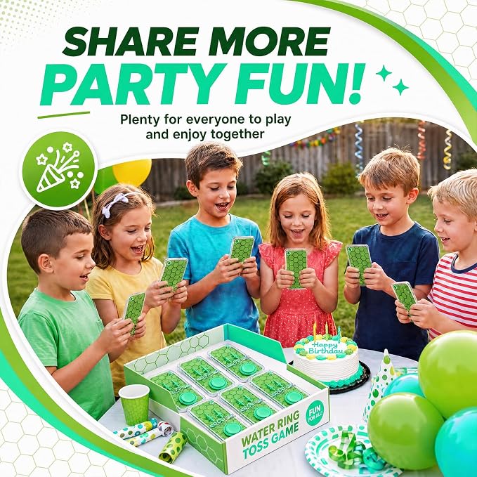 12 Pcs Green Turtle Party Favors for Kids Handheld Water Games Water Ring Toss Toys, Sea Turtle Birthday Goodie Bags Stuffers Return Gifts Classroom Prize Rewards Bulk