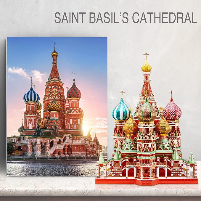 Piececool 3D Metal Puzzle Model Kits Saint Basil’s Cathedral Metal Building Kit for Adults, Brain Teaser DIY Model for Teens Man Woman Family-711 Pcs